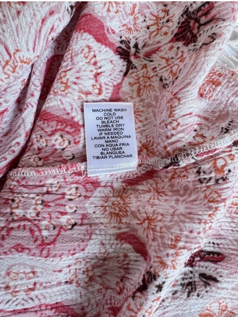Love Tree Boho Pink and Orange Patterned Fringe Lace Hem Camisole,Size Small - Picture 6 of 7